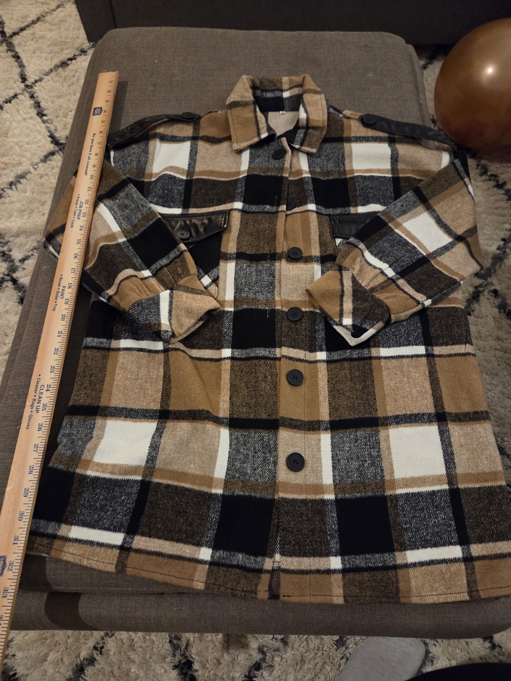 SHEIN Plaid Button-Front Shacket in Brown, Black, White
